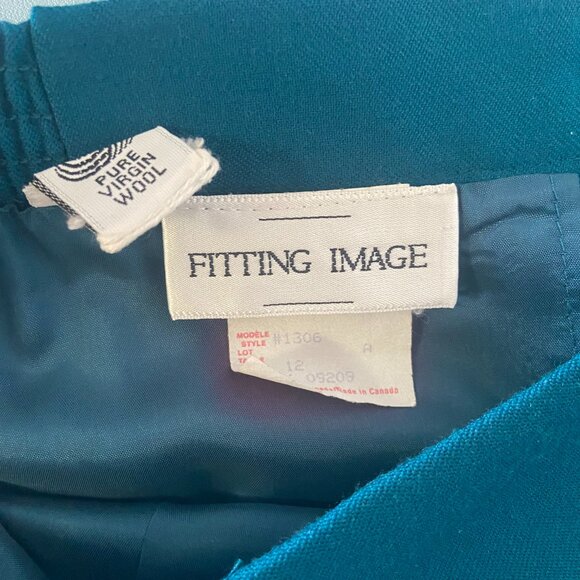 Vintage Teal Skirt with Leather-look accents - Size 8 - Office, Career, Work - Picture 11 of 13